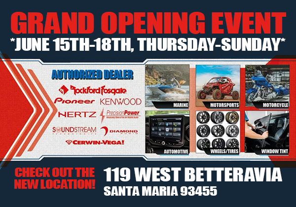 Don't miss our grand opening event at the new location this weekend, Thursday thru Sunday. New location at 119 West Betteravia, Santa Maria
